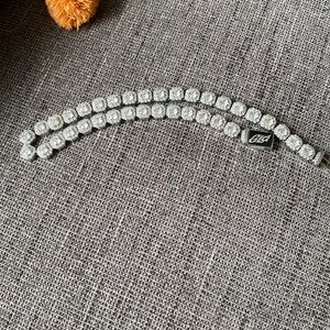 Clustered Tennis Necklace in White Gold